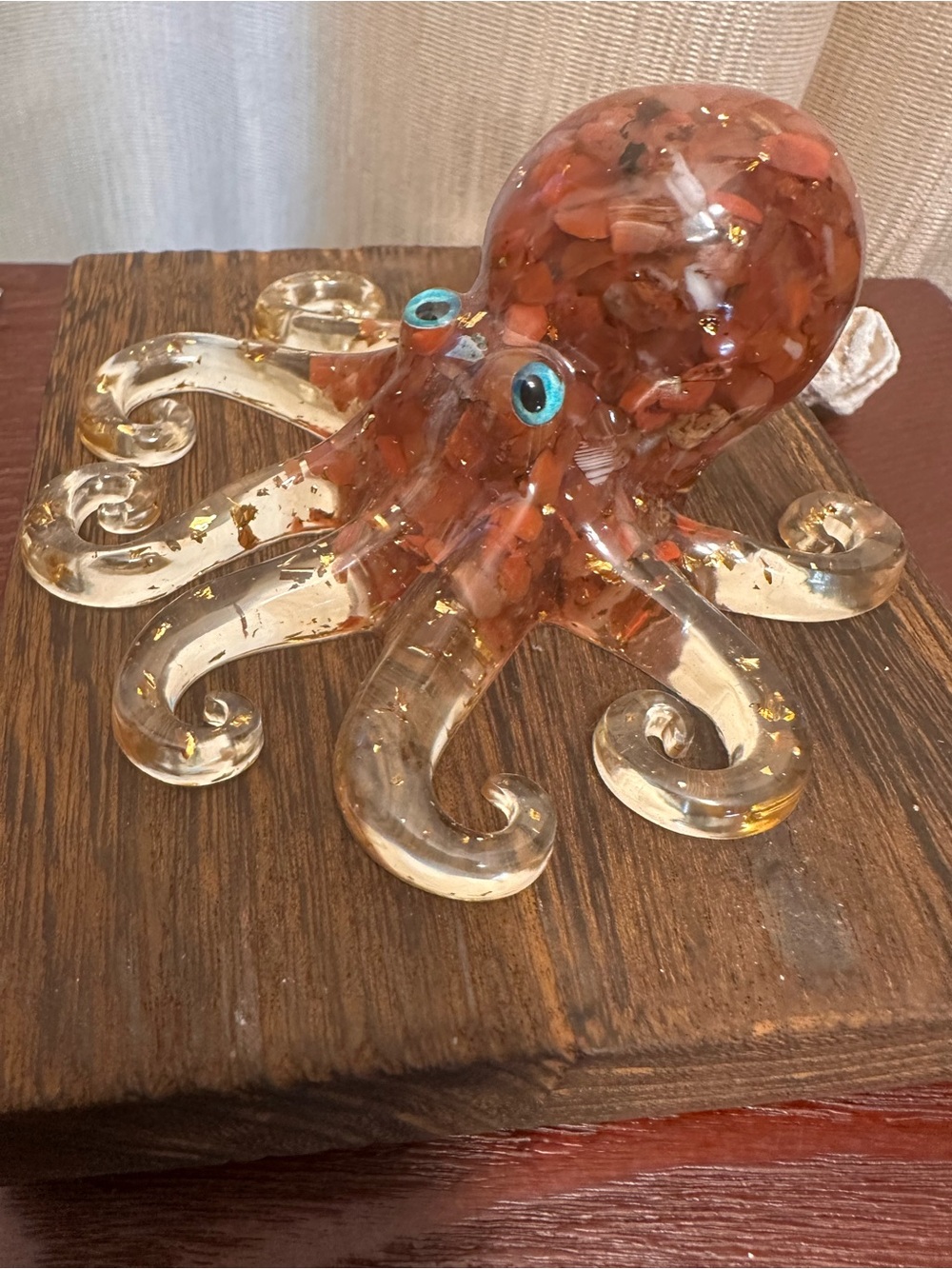 Resin and Red Jasper Crystal Chips Octopus Sculpture - Picture 4 of 12